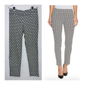 KRAZY LARRY Woman's Pull On Comfy Yellow Black Diamond Print Pants sz‎ 12